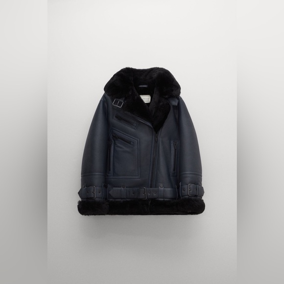 The Arrivals Moya V Navy Shearling jacket NEW WITH TAGS - Picture 5 of 7